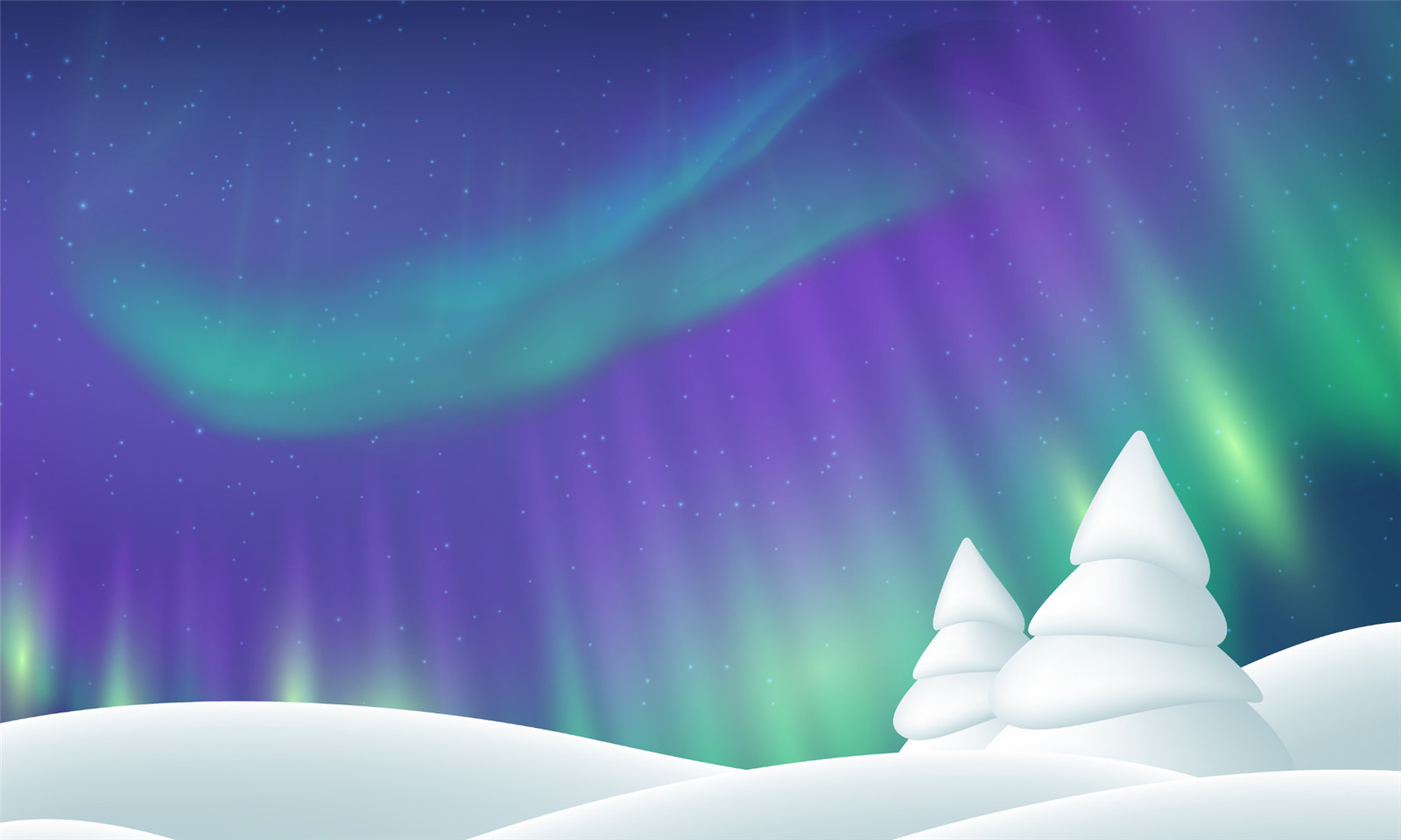 Aurora over snowy mountain